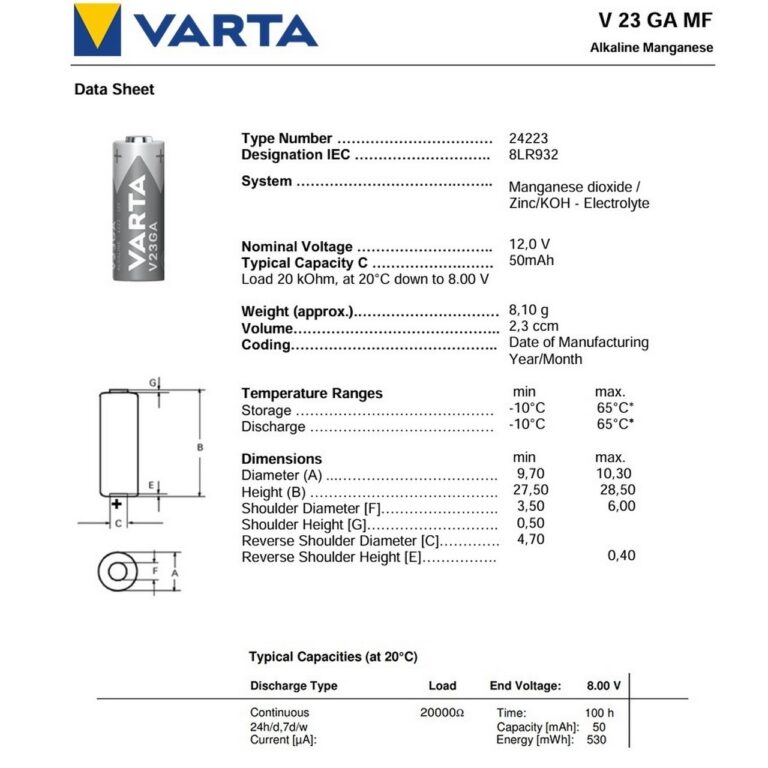 2 PILE VARTA V23GA BATTERIE Cilindriche ALCALINE 12V Germany Brand - immagine 2