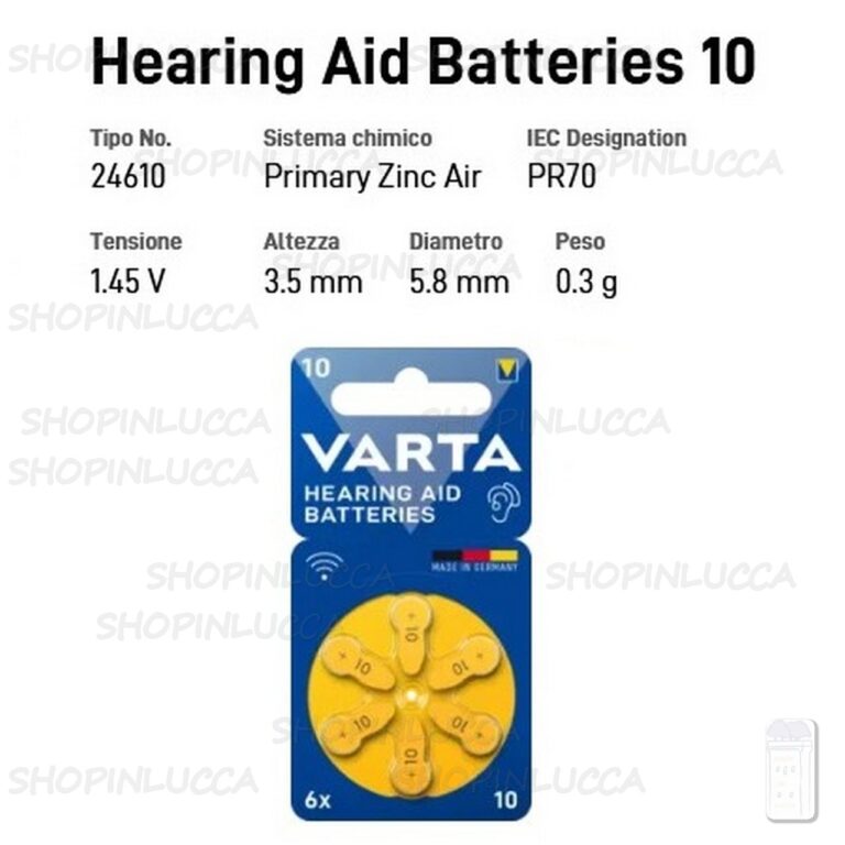 60 pile per apparecchi acustici VARTA 10 batterie protesi udito PR70 Made in Germany - immagine 2