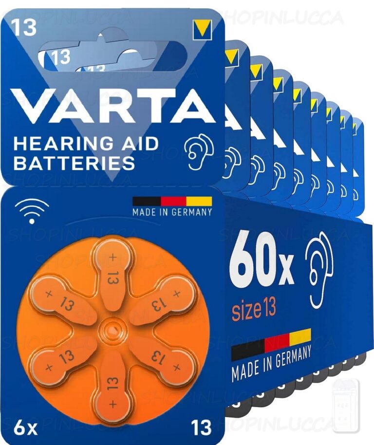 60 pile per apparecchi acustici VARTA 13 batterie protesi udito PR48 Made in Germany