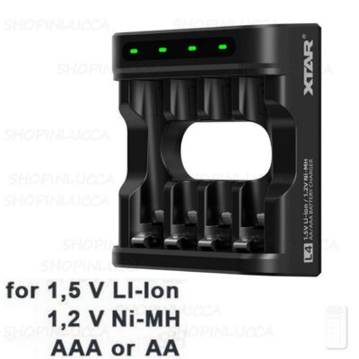 Caricabatterie XTAR L4 USB per pile batterie ricaricabili litio 1,5V - NiMH 1,2V