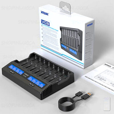 Caricabatterie XTAR VC8 USB per pile batterie ricaricabili litio 3,6V 3,7V - NiMH 1,2V - NiCD 1,2V