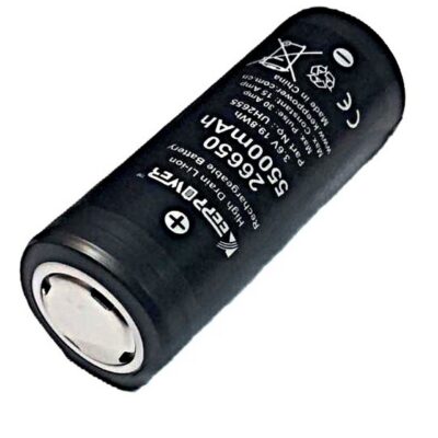 Batteria Pila Ricaricabile KEEPPOWER 26650 Litio 3,6v 5500mAh scarico 30A Polo Piatto senza PCB/BMS