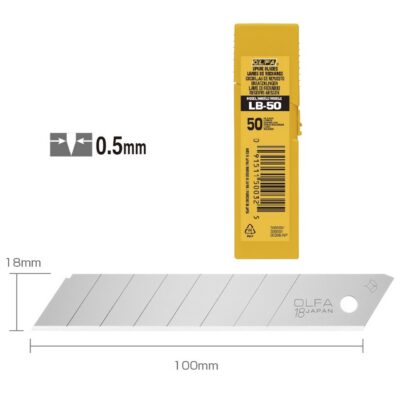 Lame Ricambio OLFA LB-50 18mm per Cutter e Taglierino Confezione 50 Pezzi