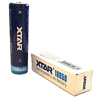 Batteria Pila Ricaricabile XTAR 18650 Litio 3,7v 3300mAh scarico 10A Polo Rialzato e con Circuito di Protezione