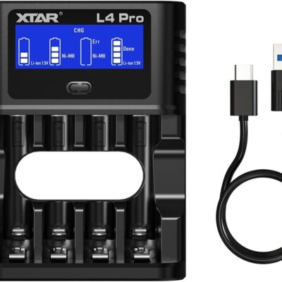 Caricabatterie XTAR L4pro USB per pile batterie ricaricabili litio 1,5V - NiMH 1,2V