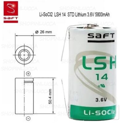 Saft LSH14 CNR Batteria Pila Litio Li-SOCl2 3,6v 5800mAh 2A di scarico lamelle a saldare